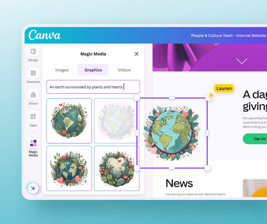 Transform words into graphics, images and videos with Magic Media™